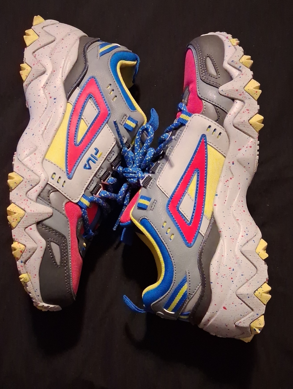 FILA Chunky Trail Sneakers in Gray, Pink, Yellow & Blue